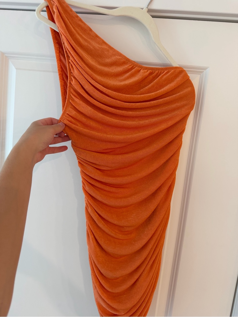 Lioness One-Shoulder Ruched Orange Dress